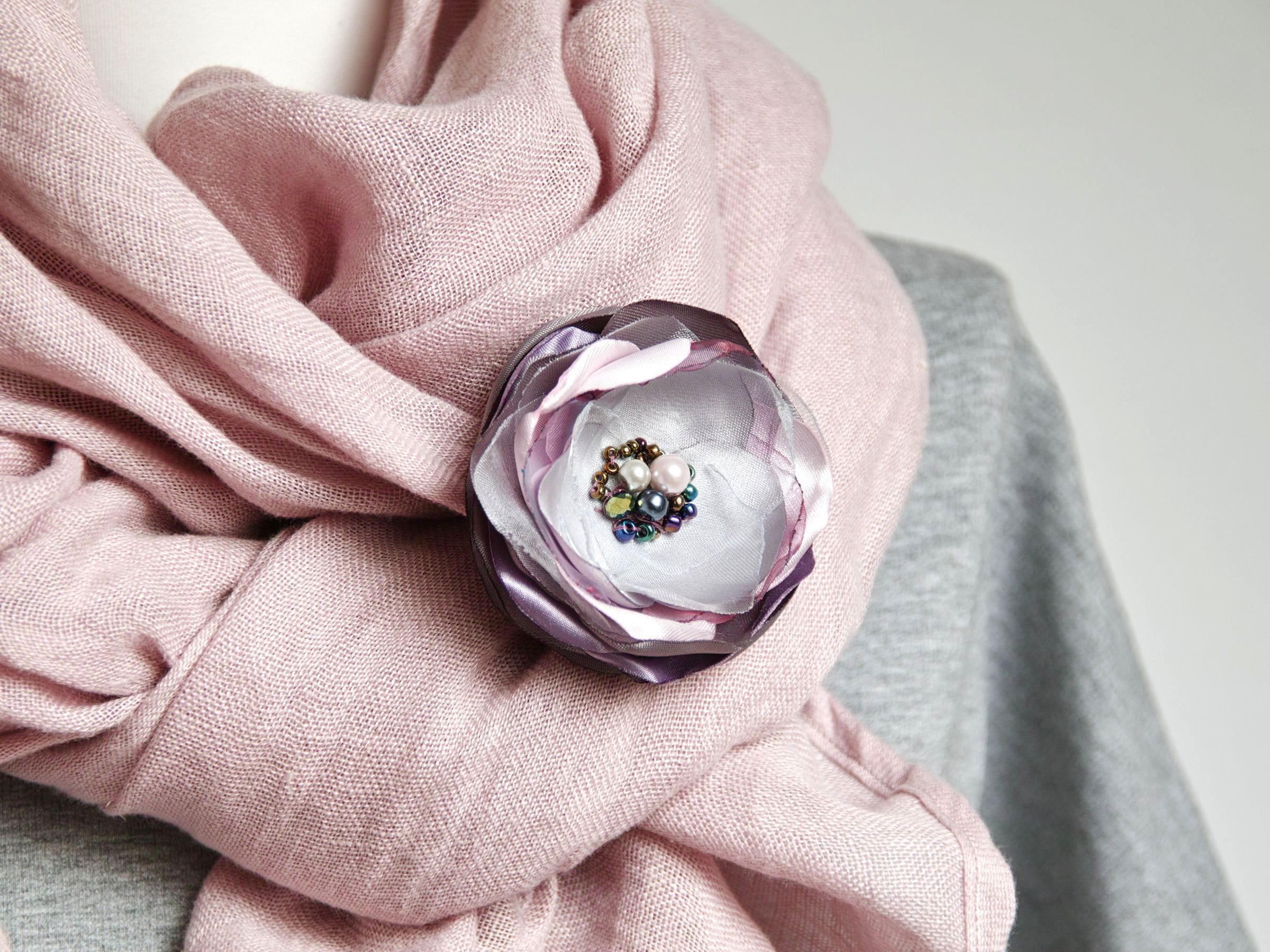 Fabric Flower BROOCH Pin Petal Flower Pin Organza Satin handmade