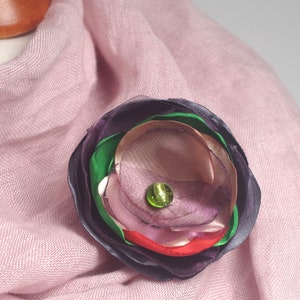 elegant Fabric Flower BROOCH Pin for dress, small gift ideas for her - flower Pin Organza Satin handmade