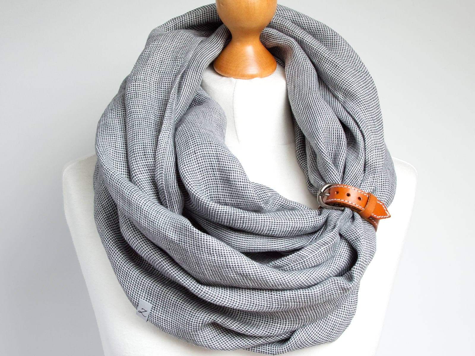 LINEN Infinity Scarf tube scarf with cuff baltic linen scarf Etsy
