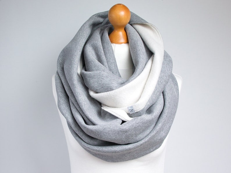 sweatshirt jersey scarf hooded scarves cozy snood extra CHUNKY hooded snood infinity scarf GRAY CHUNKY Infinity Scarf winter scarf