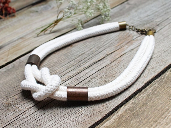 Women cotton rope necklace - rope statement necklace - textile necklace -  cotton rope necklace for women - simple jewelry -women accessories