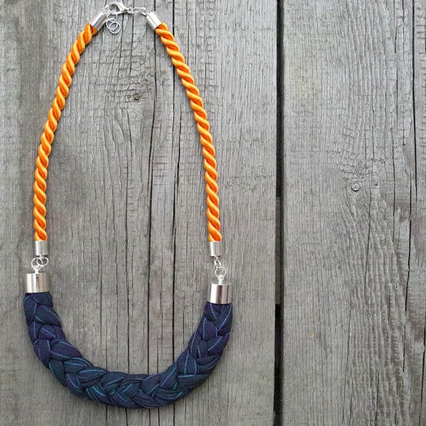 ROPE necklace, braided necklace statement ROPE JEWELRY, fabric necklace, gift ideas