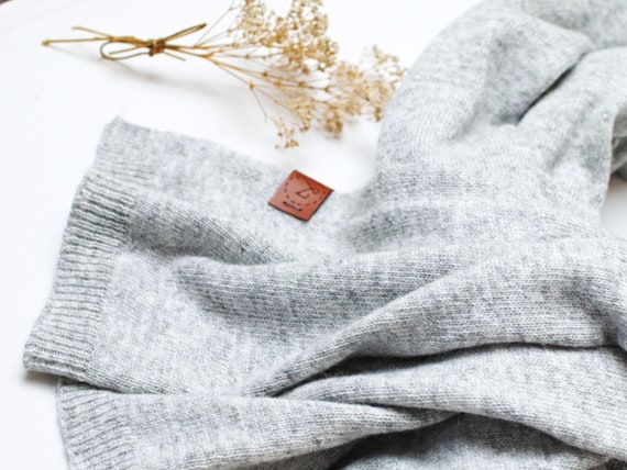 SMALL wool scarf for women, winter scarf, ladies scarf, wool scarf in light gray melange color, very warm scarf