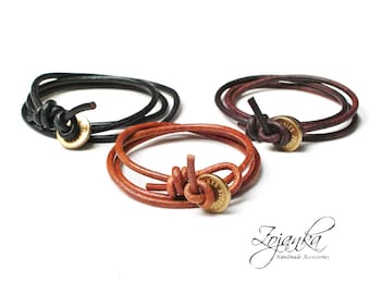 Boho leren koordwikkelarmband: verstelbare stapelsieraden