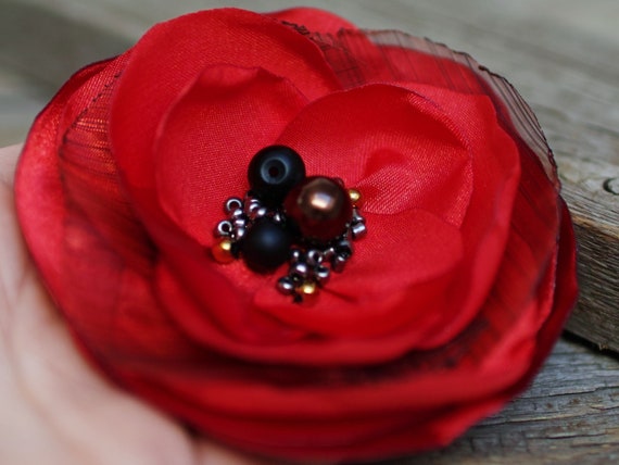 Hand-made in New Yorks Garment Center American Made Red Camellia Brooch Pin Camellia Silk Fabric Flower Pin Brooch Flower Hand-made in New Yorks Garment Center American Made Red Camellia Brooch Pin Camellia Silk Fabric Flower Pin Brooch Flower