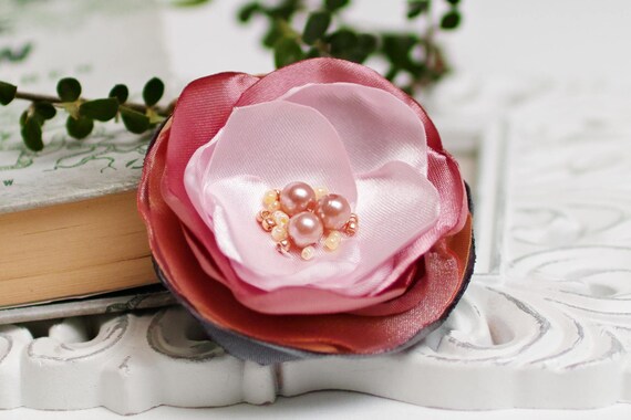 Textile fabric flower BROOCH for women, Pin Petal Flower Pin