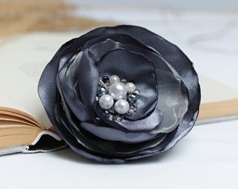 elegant Fabric Flower BROOCH Pin for dress, small gift ideas for her - flower Pin Organza Satin handmade, textile flowers for dresses