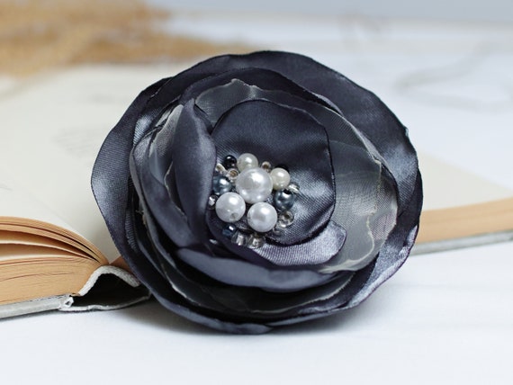 elegant Fabric Flower BROOCH Pin for dress, small gift ideas for her - flower Pin Organza Satin handmade, textile flowers for dresses