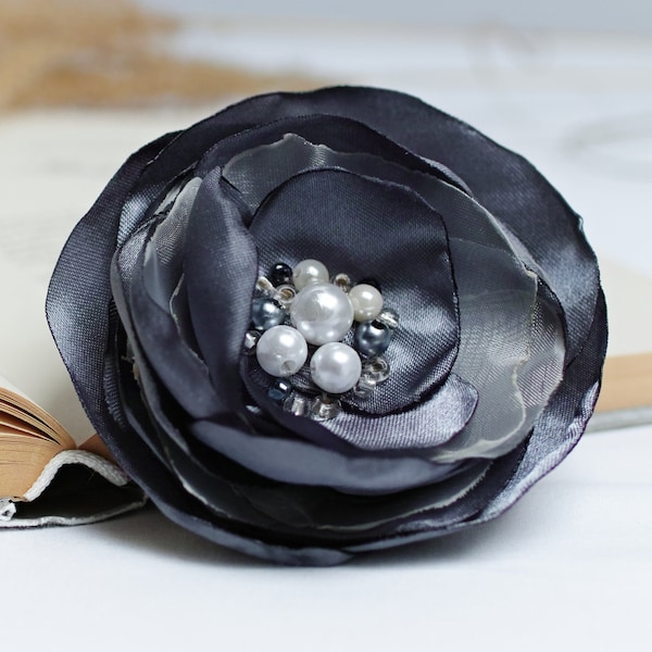 elegant Fabric Flower BROOCH Pin for dress, small gift ideas for her - flower Pin Organza Satin handmade, textile flowers for dresses