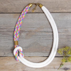 Cotton rope necklace for women - statement colorful necklace - textile necklace - cotton rope necklace for women - women accessories