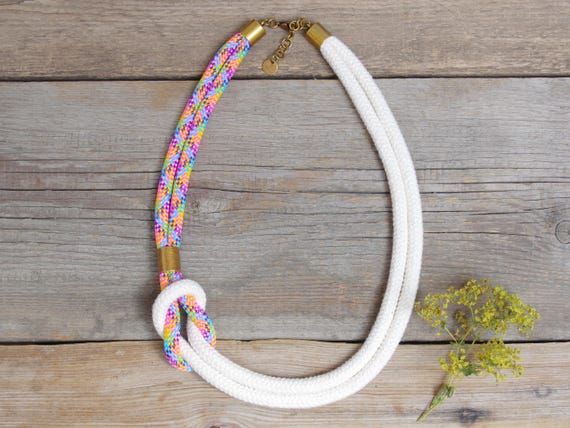 Cotton rope necklace for women - statement colorful necklace - textile necklace - cotton rope necklace for women - women accessories