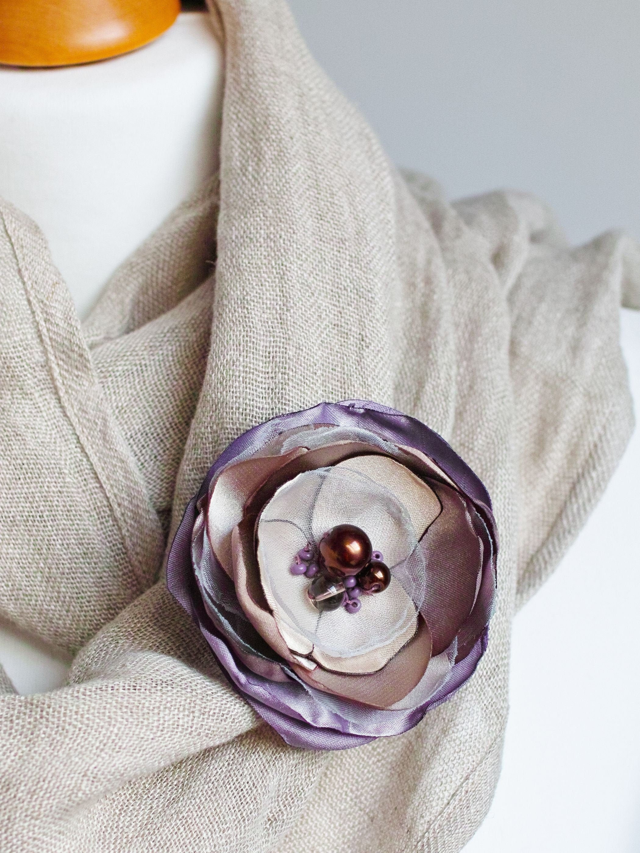 Textile fabric flower BROOCH for women, Pin Petal Flower Pin