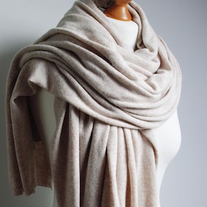 Large oversized wool scarf for women, light beige, cream, voluminous scarf, light, large winter scarf, gift ideas for her, wool travel wrap