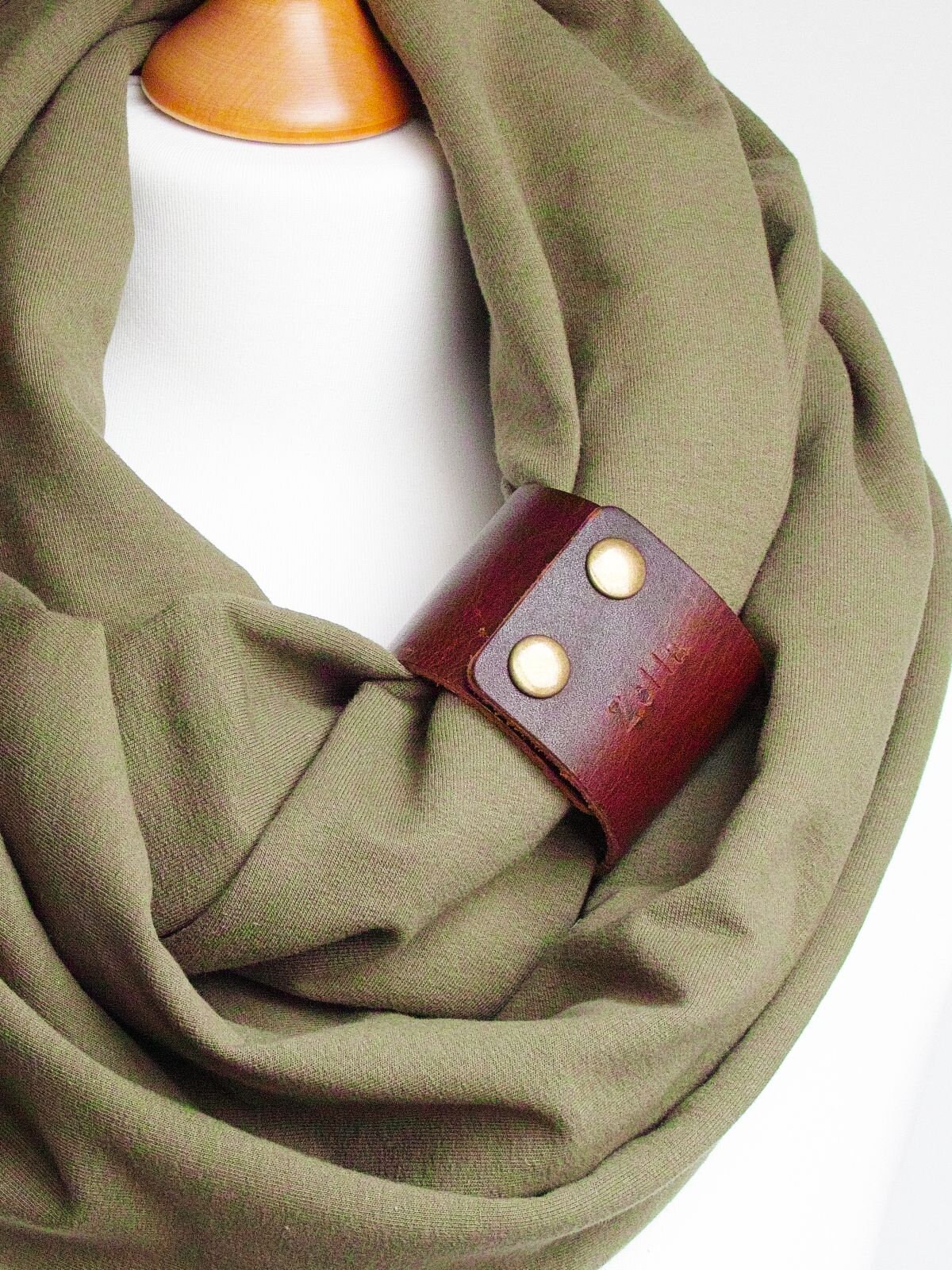 GREEN Inifinity scarf with strap, scarf for women, olive green infinity scarf, infinity scarves