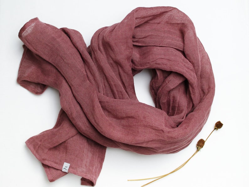 Bufanda de lino suave en MARSALA, bufanda natural SHAWL para mujer, lino puro, envoltura de viaje de lino, bufanda natural, moda ecológica, envoltura de lino de viaje imagen 3