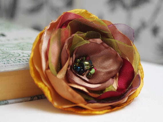 Handmade Satin Organza Flower Brooch Pin, Floral accessories for dress, coat, jacket