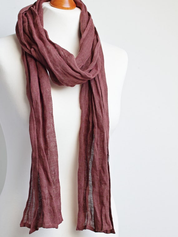 Skinny LINEN scarf, women skinny scarves, natural eco linen