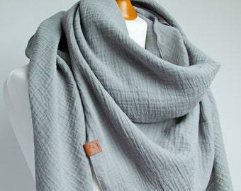 Cotton muslin women scarf shawl, cotton triangle scarf  - soft scarf -autumn fall scarf for women, arctic mint green scarf