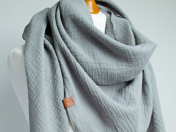 Cotton muslin women scarf shawl, cotton triangle scarf  - soft scarf -autumn fall scarf for women, arctic mint green scarf