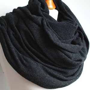 Large oversized WOOL SCARF wrap, dark gray anthracite wool scarf for women, merino lightweight wrap for women, lightweight cashmere scarf image 6