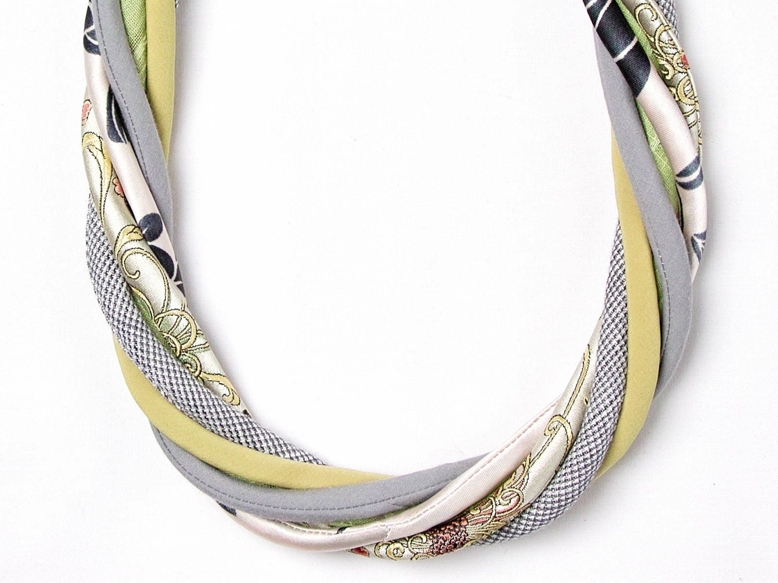 Necklace, textile necklace, fabric jewelry, fashion gift ideas, simple