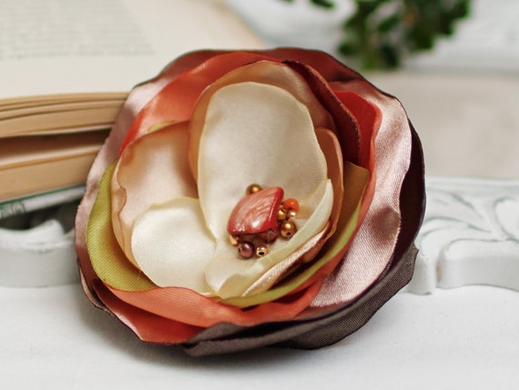Fabric flower BROOCH for women, Pin Petal Flower Pin Organza handmade pin, blue floral brooch corsage, textile accessories
