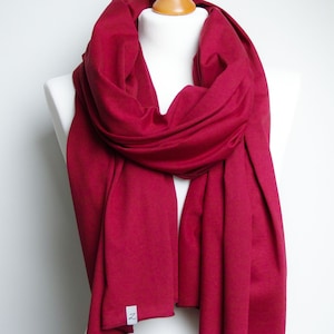 Baumwollschal für Frauen, großes Baumwolltuch, bordeauxfarbener Schal, umweltfreundlicher Schal handgemacht, Baumwollschal, dunkelroter Schal, Herbstschal