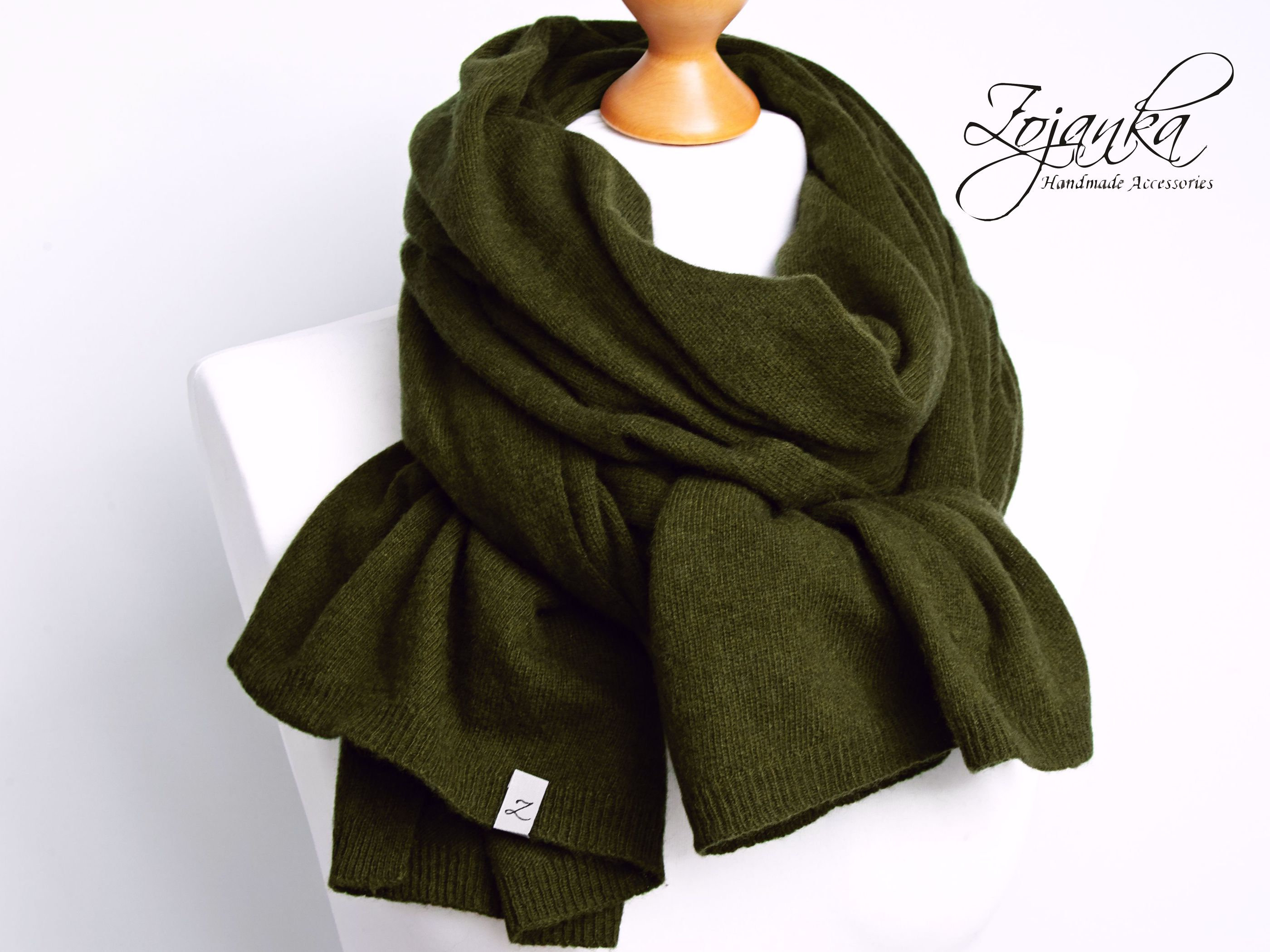 Winter wool scarf forest green scarf, wool scarf for women, gift ideas for her, winter fashion ...