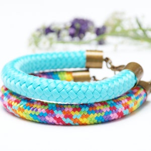 Rope colorful bracelets for women set of two, simple rope bracelets for summer gift ideas, rope bracelets for women image 1