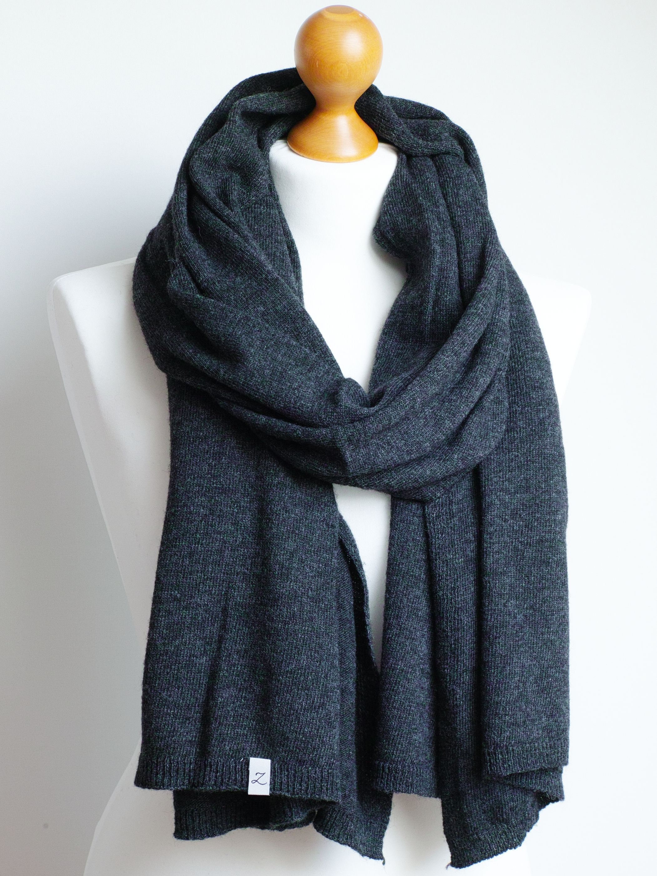 Wool scarf for winter, anthracite gray women scarf shawl, gift ideas ...