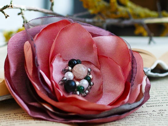 Handmade soft PINK flower pin brooch for (dress), fabric floral brooch, women accessories, flower pin button, small gift ideas