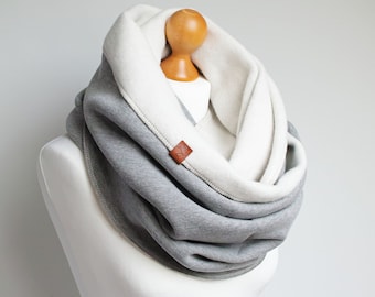 GREY CHUNKY Infinity Bufanda, szalik nieskończoności na zimę, dodatkowy chunky z kapturem, szalik zimowy, przytulny snood, szalik z bluzy