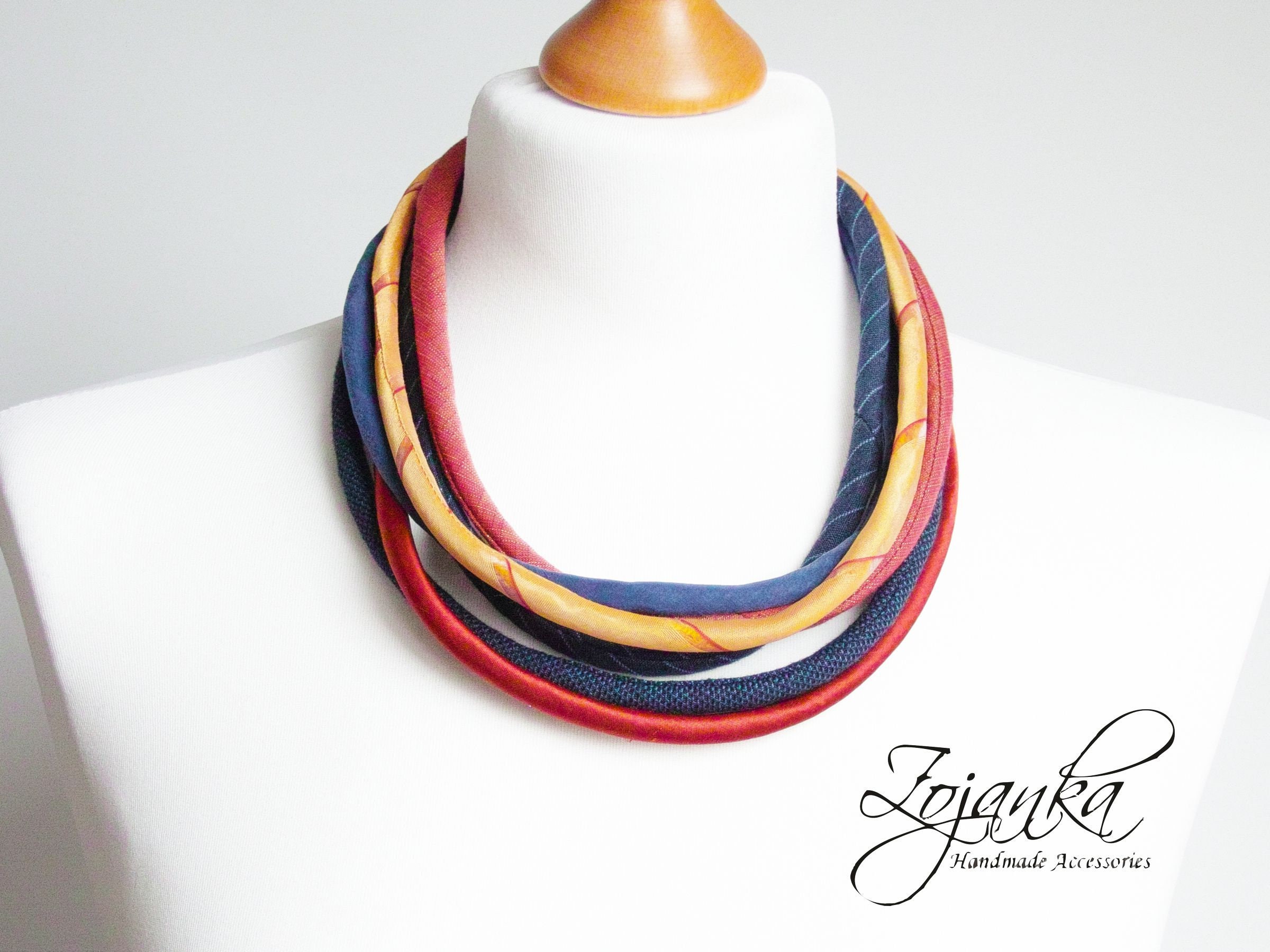 SHORT COLORFUL necklace, textile necklace, fabric jewelry, fashion gift
