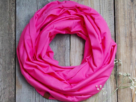 BASIC cotton infinity scarf, PINK infinity scarf, cotton circle scarf for women, cotton jersey PINK infinity scarf, gift ideas