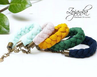 Pulsera trenzada mujeres, algodón pulsera de verano, tela de punto de pulsera de colores, pulseras trenzadas, pulsera de amistad, accesorios de verano