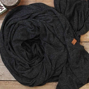 Large oversized WOOL SCARF wrap, dark gray anthracite wool scarf for women, merino lightweight wrap for women, lightweight cashmere scarf image 9