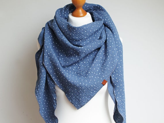 Cotton muslin women scarf shawl, cotton triangle scarf  - soft spring scarf shawl scarf for women, cotton shawl wrap