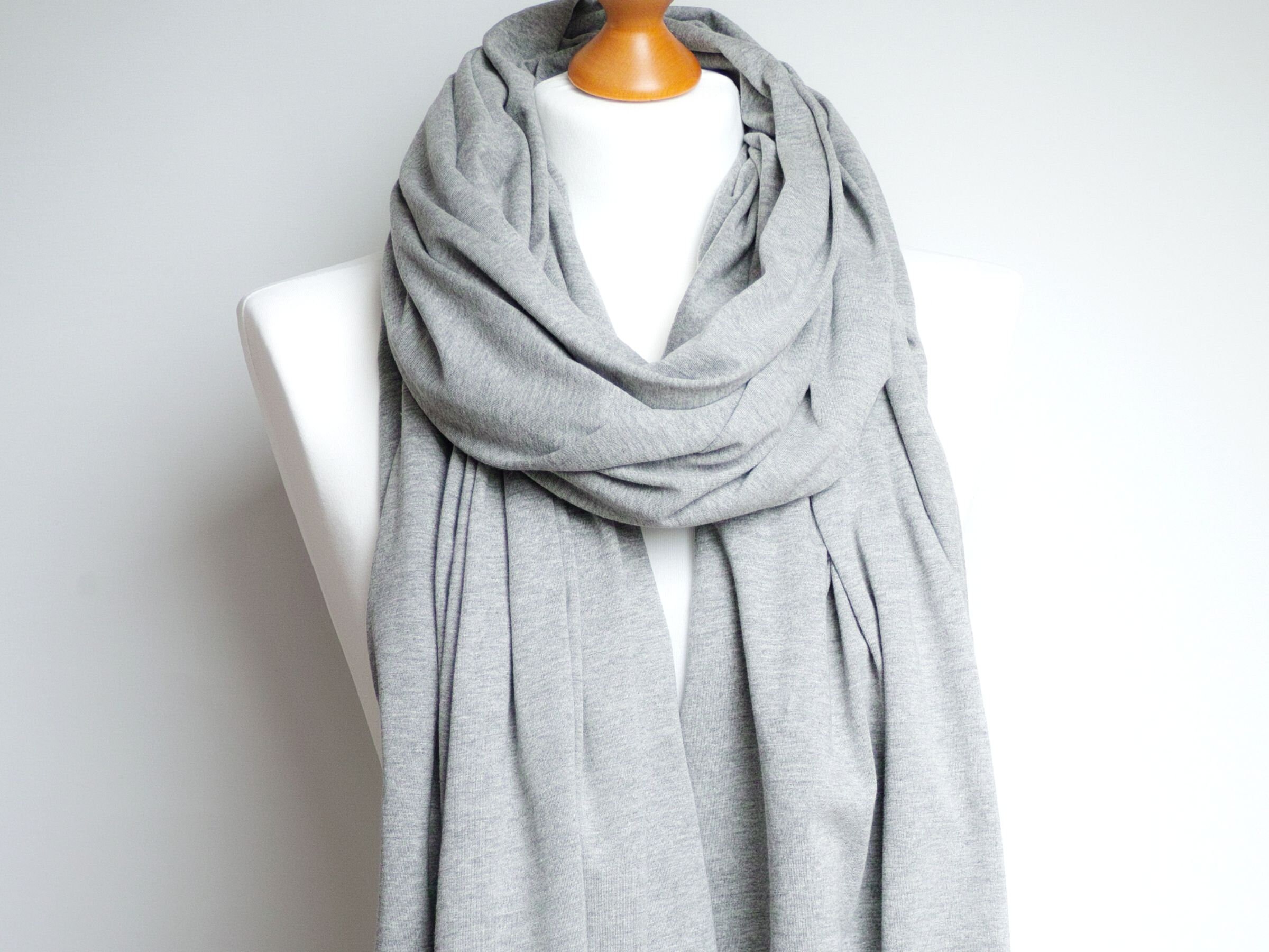 Cotton shawl, gray scarf, fashion lightweight cotton jersey scarf ...