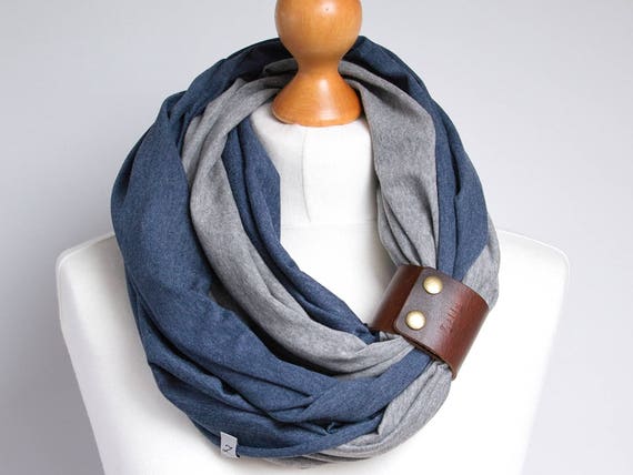 Infinity scarf with leather cuff, infinity scarves ZOJANKA, scarf with leather strap, scarf with leather cuff, gift for her, gift idea