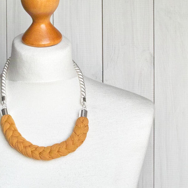 ROPE necklace, braided necklace statement ROPE JEWELRY, fabric necklace, gift ideas