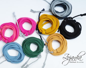 Handmade Cotton Wrap Bracelet: Recycled Fabric Friendship Jewelry