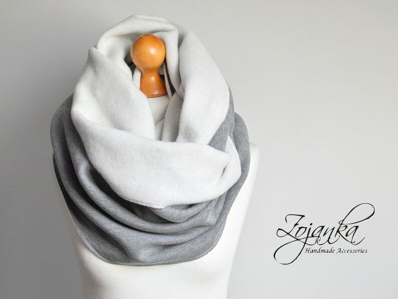 sweatshirt jersey scarf hooded scarves cozy snood extra CHUNKY hooded snood infinity scarf GRAY CHUNKY Infinity Scarf winter scarf