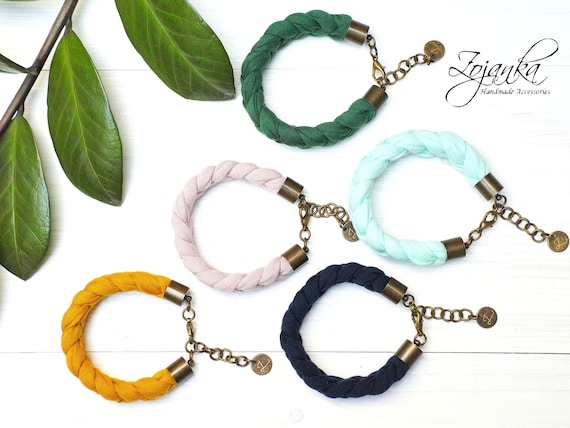 Cotton  braided bracelet women, summer accessories, braided bracelet jersey fabric, braided bracelets, friendship bracelet, summer jewelry