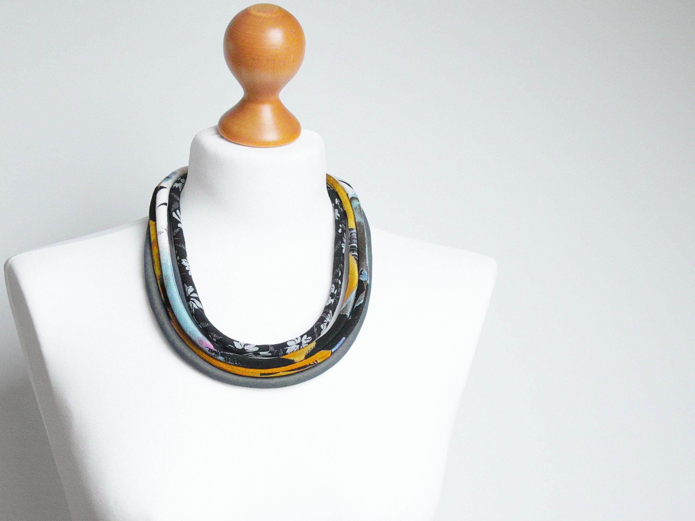 COLORFUL necklace, textile necklace, fabric jewelry, fashion gift ideas