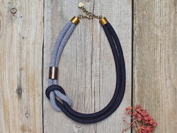 Women rope necklace - statement necklace - textile necklace - cotton rope necklace for women - simple jewelry - women accessories