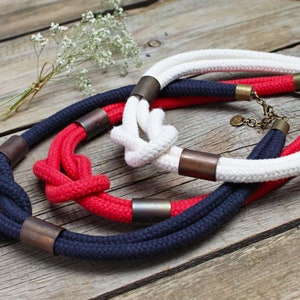 Women cotton rope necklace - RED rope statement necklace - textile necklace - cotton rope necklace for women - jewelry women accessories