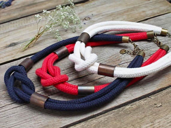 Women cotton rope necklace - RED rope statement necklace - textile necklace - cotton rope necklace for women - jewelry women accessories