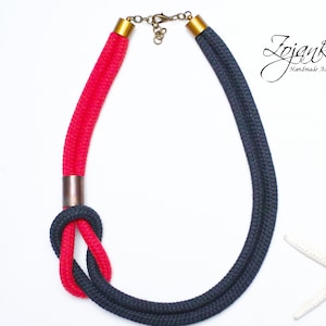 Minimalist Cotton Rope Necklace: Nautical Knot Statement Jewelry