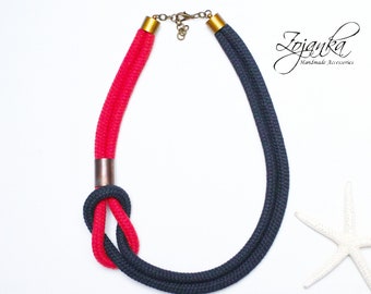 Minimalist Cotton Rope Necklace: Nautical Knot Statement Jewelry