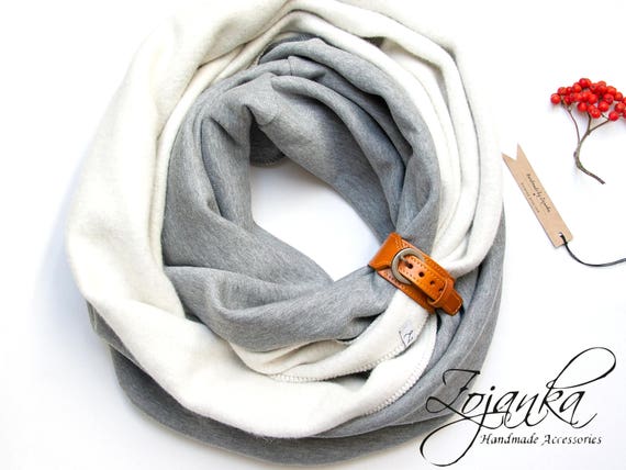 Infinity Scarf with strap,CHUNKY INFINITY scarf fashion infinity scarf, cozy SNOOD, simple winter scarf, gift ideas, knitted jersey scarf